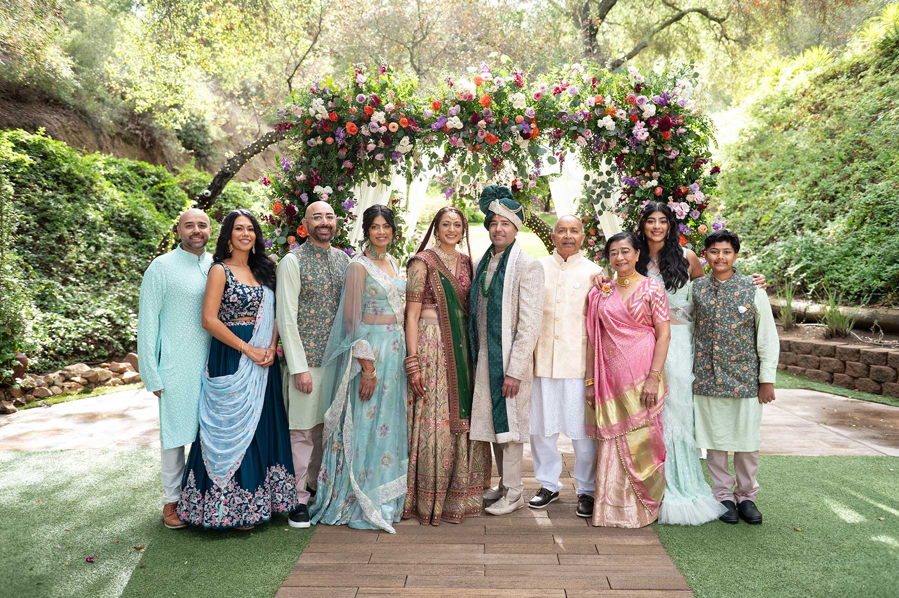 indian family under wedding altar at los willows